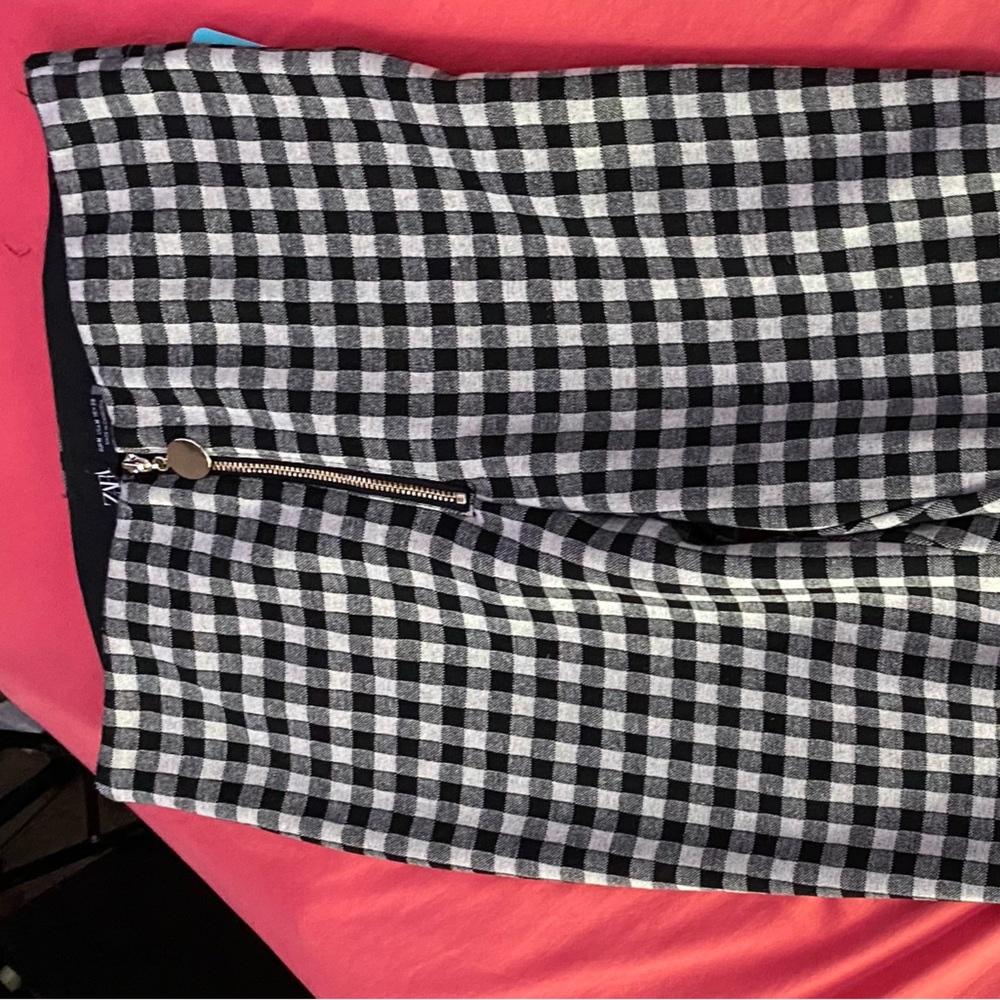 Zara gingham leggings black and white